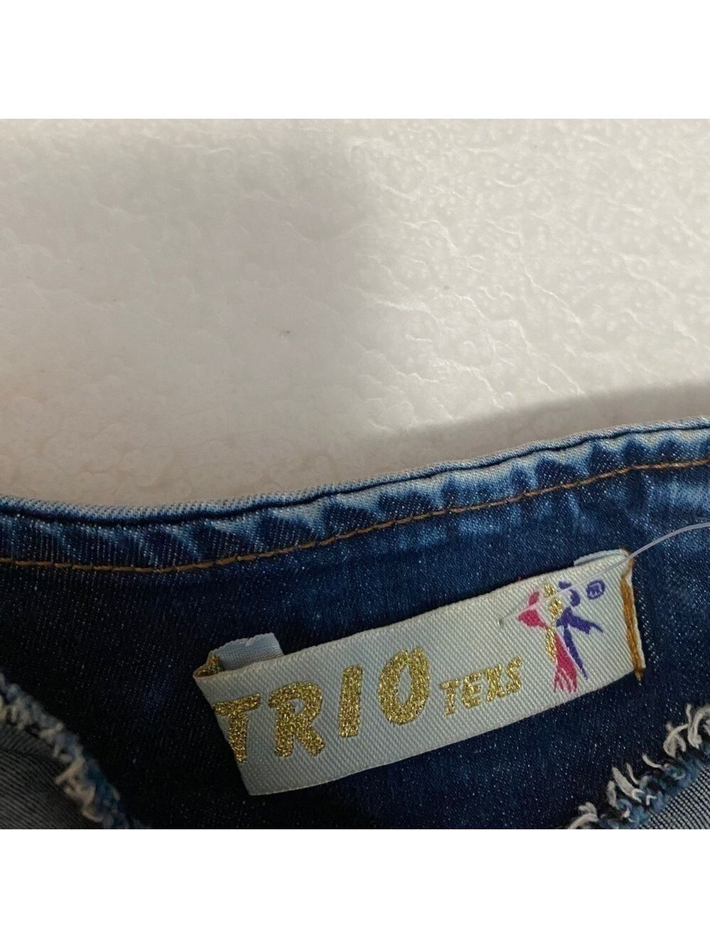 Y2k DENIM MINI DRESS EMBROIDERED BUTTERFLIES RHINESTONES MADE IN EUROPE - Picture 16 of 16